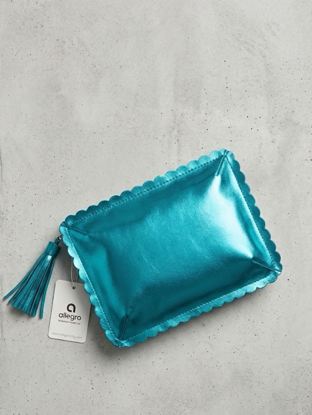 Allegro Metallic Teal Scalloped Cosmetic Pouch